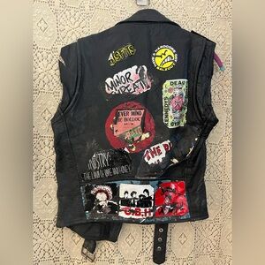 vintage leather moto vest UNISEX ? punk destructed handmade beat up by real life